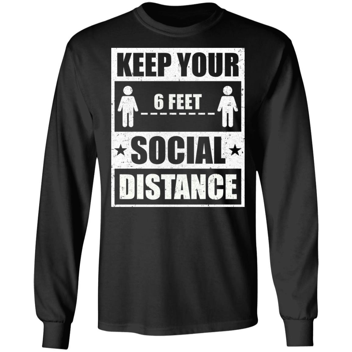 Social Distancing Keep Your Social Distance Cute-T-Shirt & Hoodie-Long Sleeve T-Shirt-Black