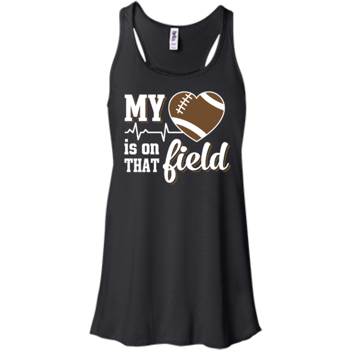 My Heart Is On That Field Football-T-Shirt & Hoodie-Women's Flowy Racerback Tank-Black