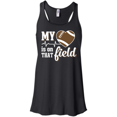 My Heart Is On That Field Football-T-Shirt & Hoodie-Women's Flowy Racerback Tank-Black