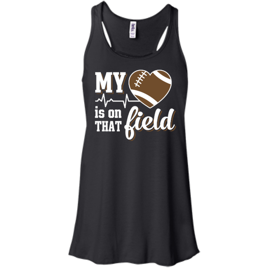 My Heart Is On That Field Football-T-Shirt & Hoodie-Women's Flowy Racerback Tank-Black