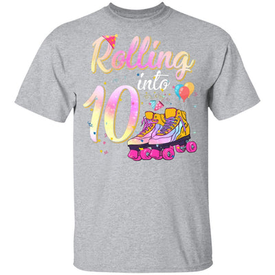 10 Years Old Birthday Girls Roller Skates 80's 10th Birthday Youth-Youth Shirt-Youth T-Shirt-Sport Grey
