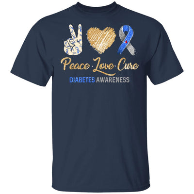 Peace Love Cure Diabetes Awareness-T-Shirt & Hoodie-Classic T-Shirt-Navy