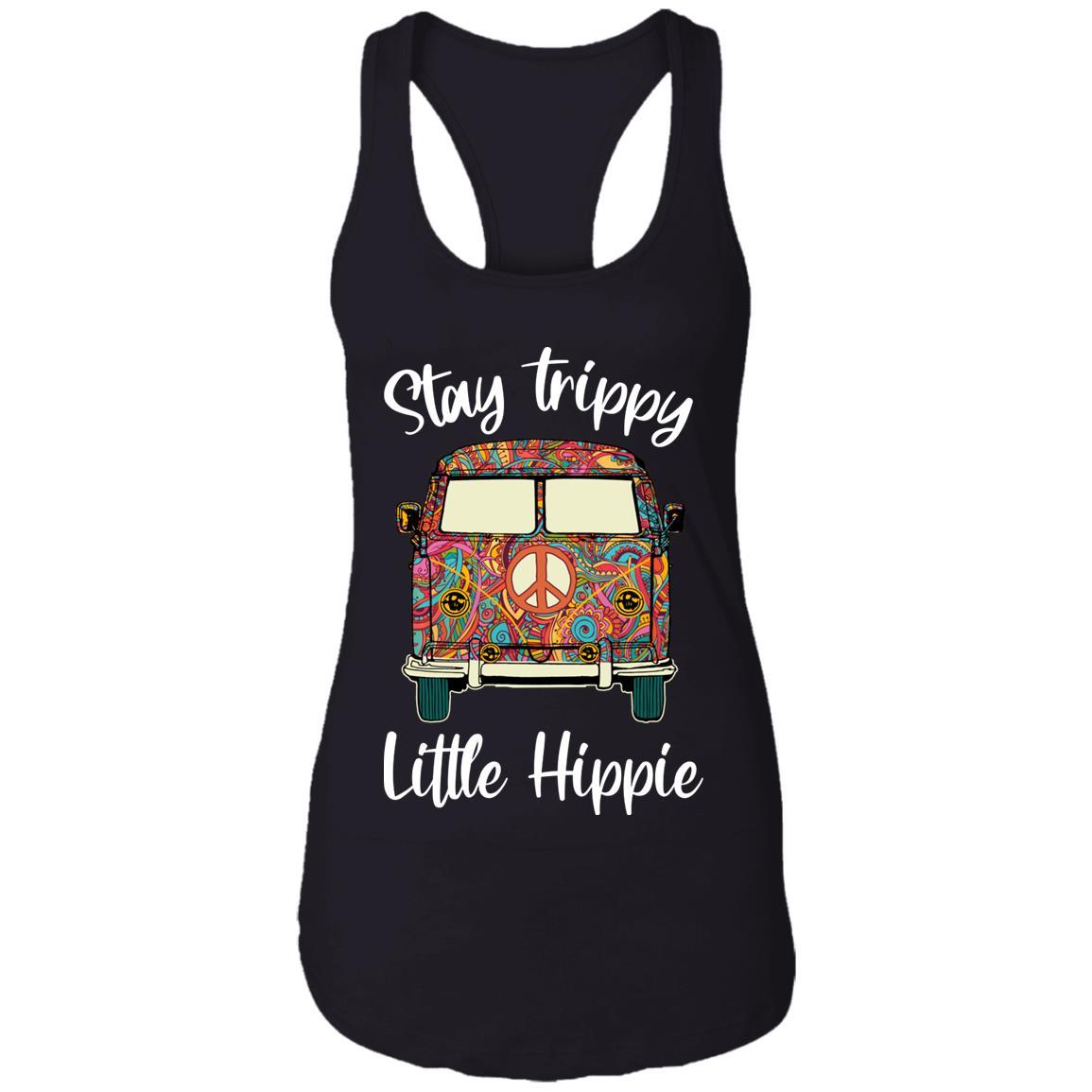 Stay Trippy Little Hippie Peace Sign Gifts For Hippie-T-Shirt & Tank Top-Women's Ideal Racerback Tank-Black