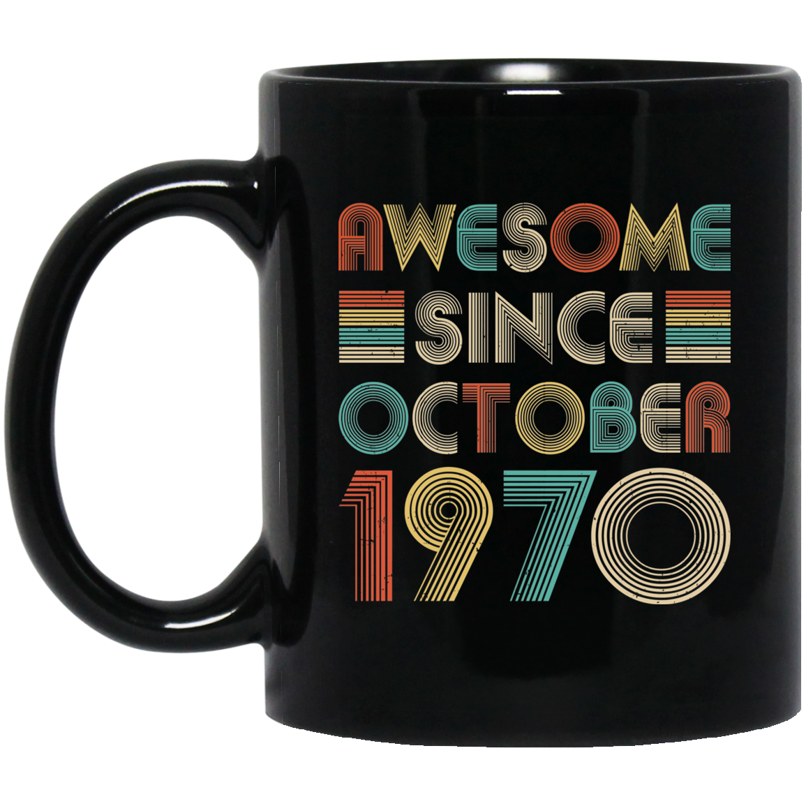 Awesome Since October 1970 Vintage 51th Birthday Gifts Mug-Coffee Mug-BM11OZ 11 oz. Black Mug-Black