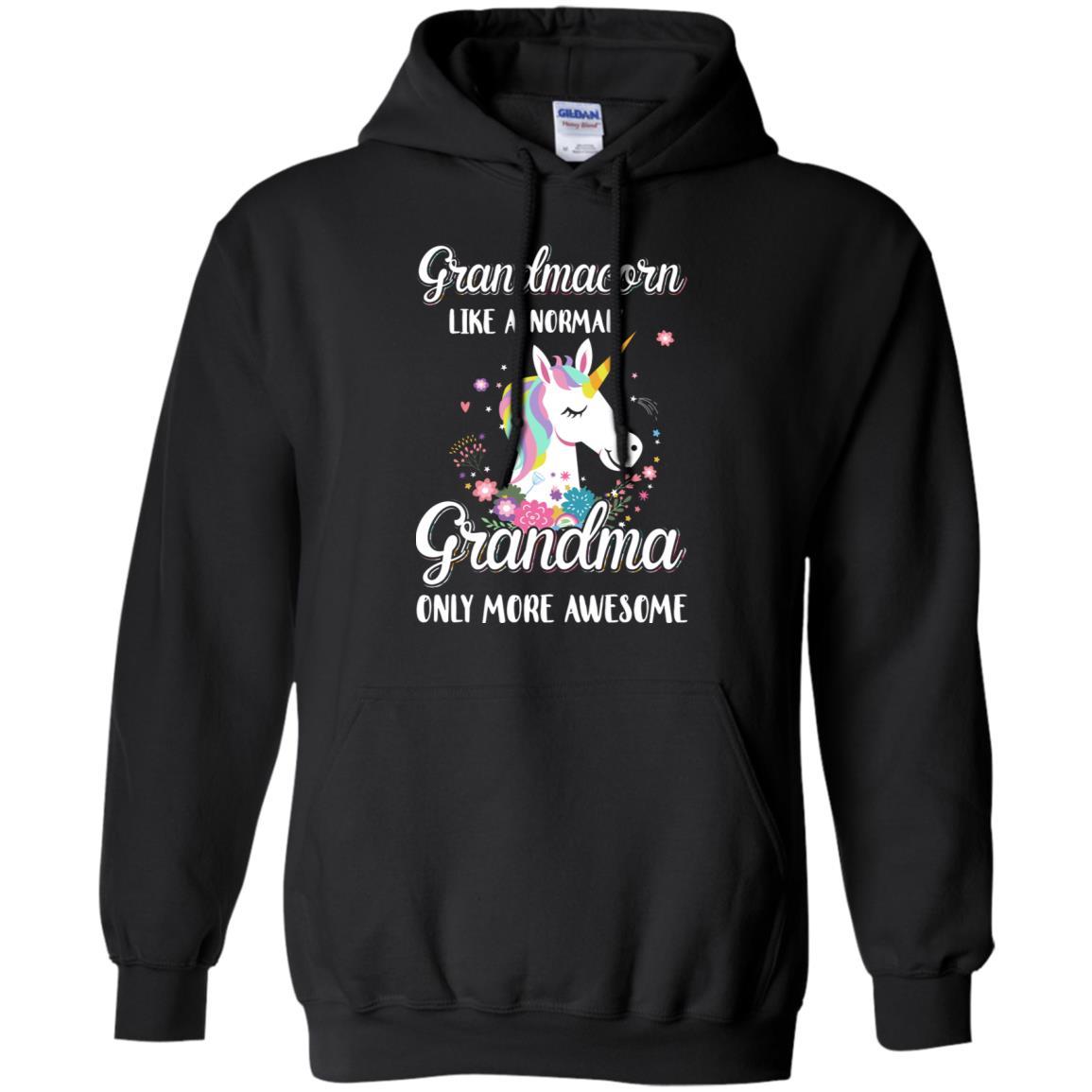 Grandmacorn Like A Normal Grandma Only More Awesome-T-Shirt & Hoodie-Pullover Hoodie-Black