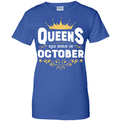 Queens Are Born In October-T-Shirt & Hoodie-Women's T-Shirt-Royal