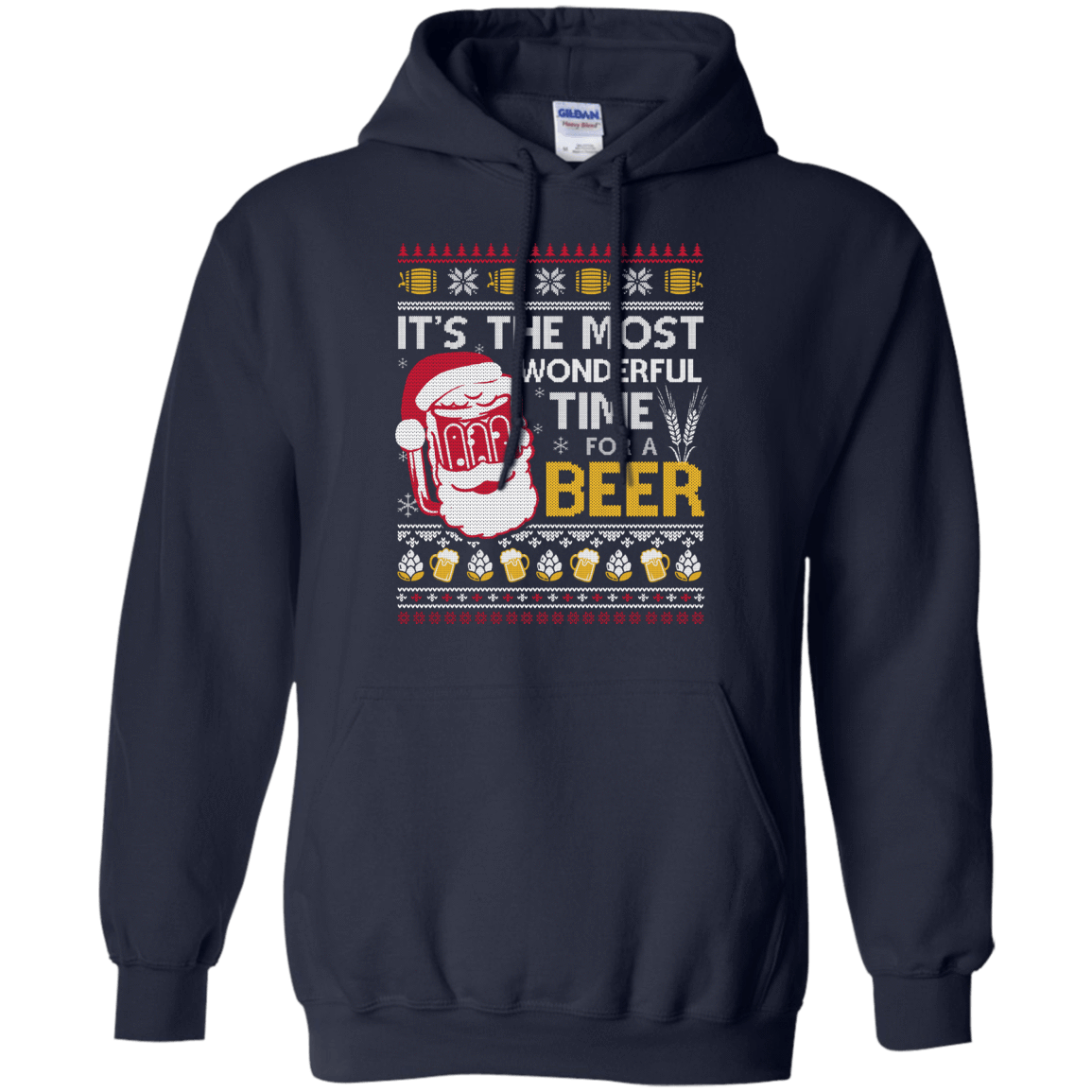 It's The Most Wonderful Time For A Beer Sweater-T-Shirt & Hoodie-Pullover Hoodie-Navy