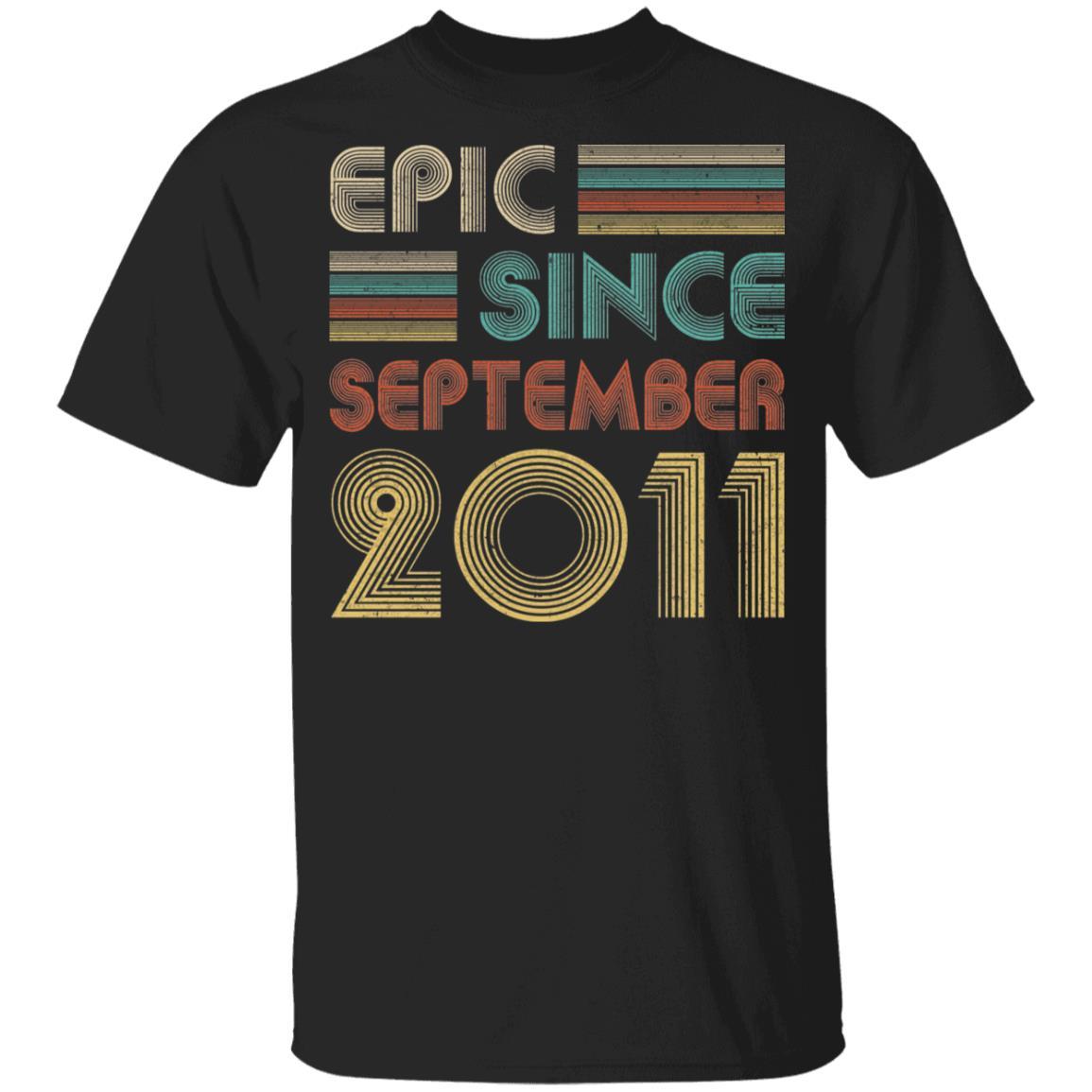 Epic Since September 2011 Vintage 10th Birthday Gifts Youth-Youth Shirt-Youth T-Shirt-Black