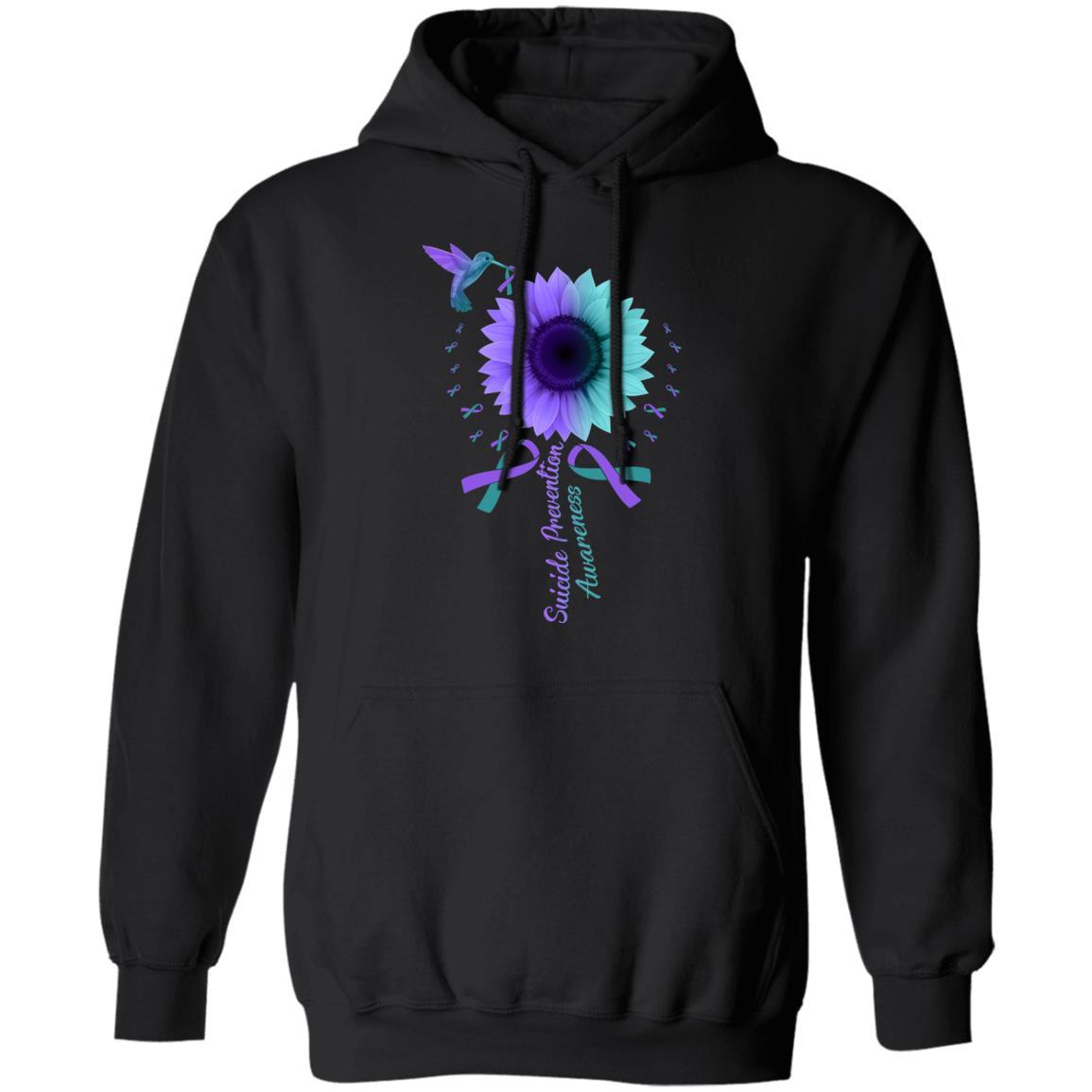 Hummingbird Sunflower Suicide Prevention Awareness-T-Shirt & Hoodie-Pullover Hoodie-Black