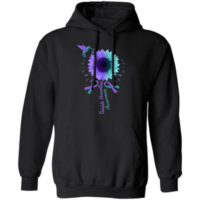 Hummingbird Sunflower Suicide Prevention Awareness-T-Shirt & Hoodie-Pullover Hoodie-Black