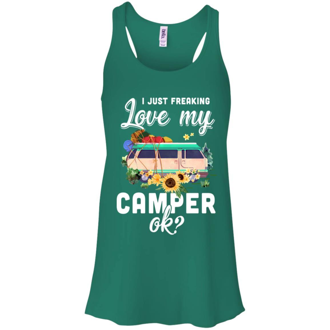 I Just Freaking Love My Camper Ok Funny Camping Loves Gift-T-Shirt & Tank Top-Women's Flowy Racerback Tank-Kelly Green