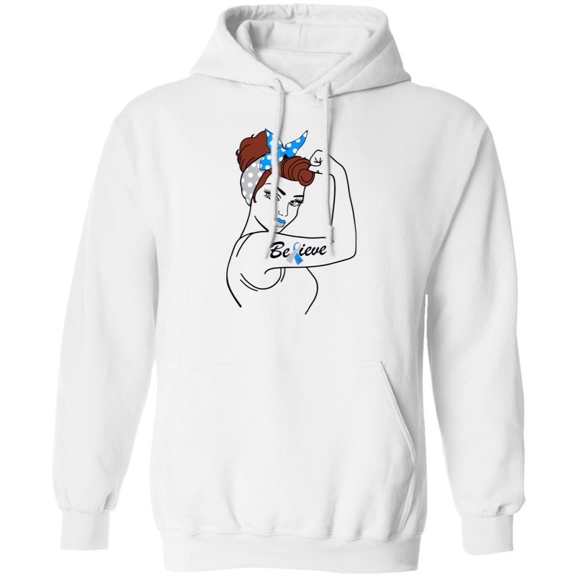Support Diabetes Awareness Warrior Believe-T-Shirt & Hoodie-Pullover Hoodie-White