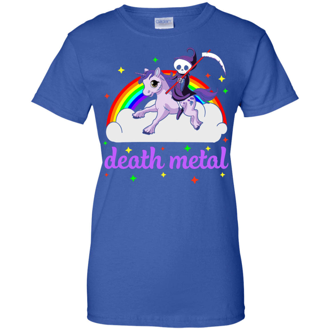 Rainbow Death Metal Rocker Unicorn-T-Shirt & Hoodie-Women's T-Shirt-Royal