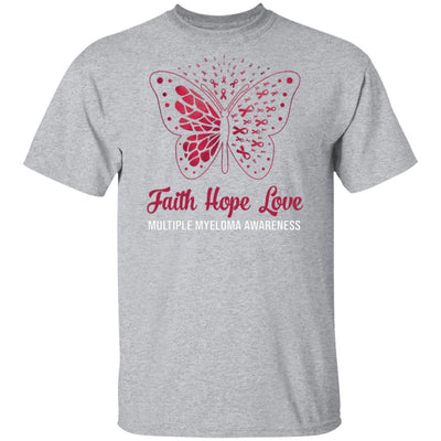 Faith Hope Love Butterfly Multiple Myeloma Awareness-T-Shirt & Hoodie-Classic T-Shirt-Sport Grey