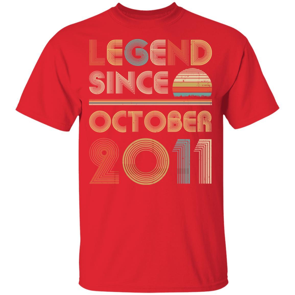 Legend Since October 2011 Vintage 10th Birthday Gifts Youth-Youth Shirt-Youth T-Shirt-Red