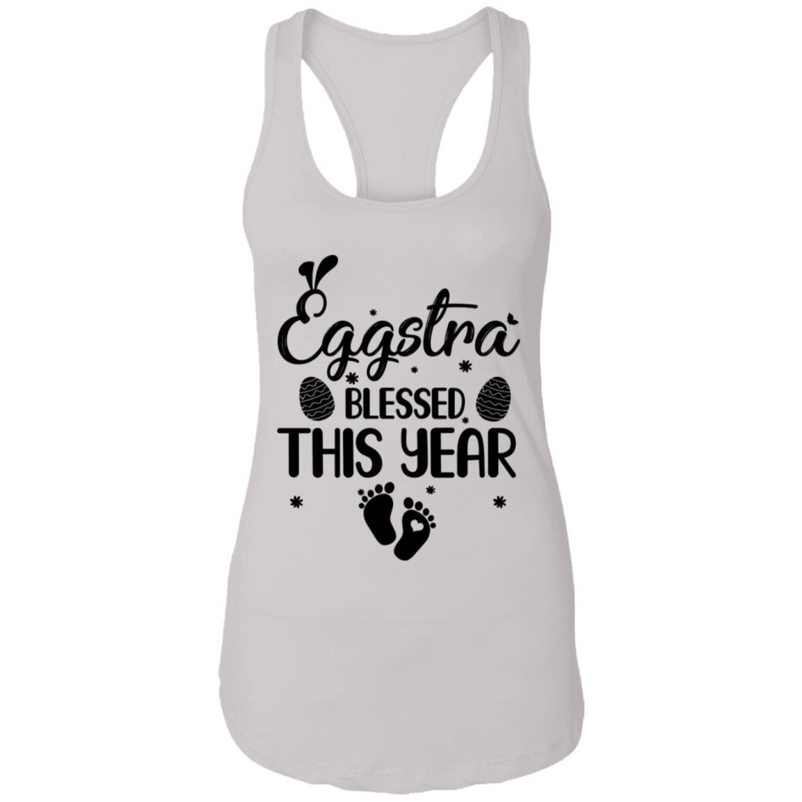 Womens Eggstra Blessed This Year Costume Funny Easter Pregnancy-T-Shirt & Tank Top-Women's Ideal Racerback Tank-White