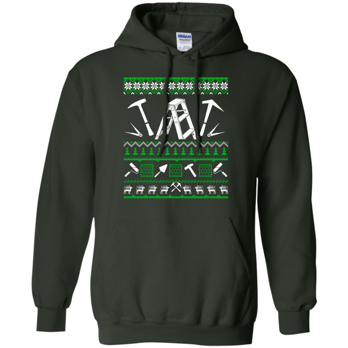 Roofer Christmas Sweater-T-Shirt & Hoodie-Pullover Hoodie-Forest Green