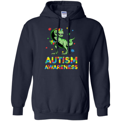 Dinosaur Puzzle Autism Awareness For Boys Girls-T-Shirt & Hoodie-Pullover Hoodie-Navy