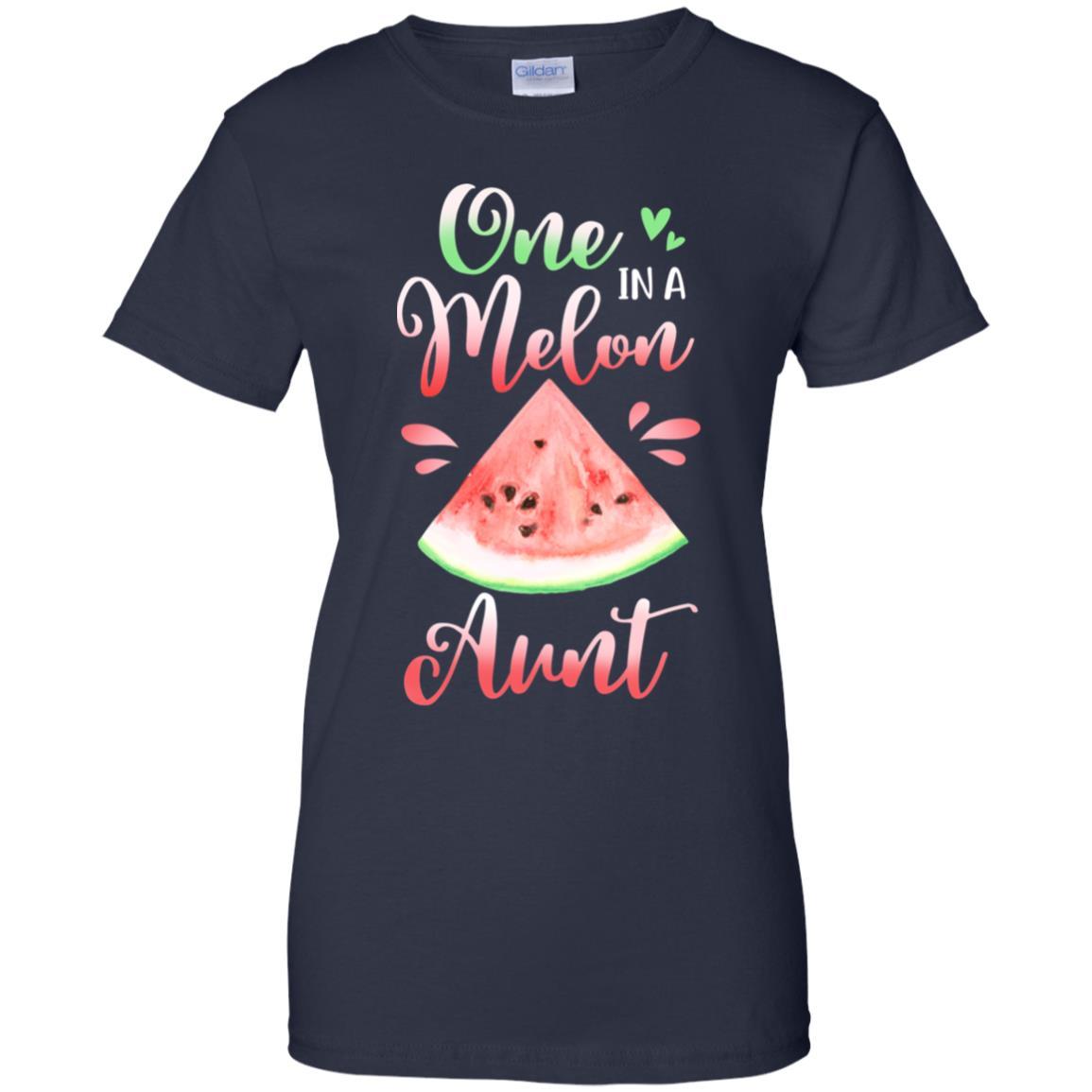 One In A Melon Aunt Watermelon Funny Birthday Gifts-T-Shirt & Hoodie-Women's T-Shirt-Navy