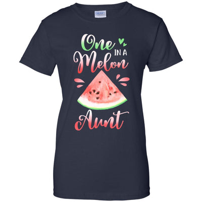 One In A Melon Aunt Watermelon Funny Birthday Gifts-T-Shirt & Hoodie-Women's T-Shirt-Navy