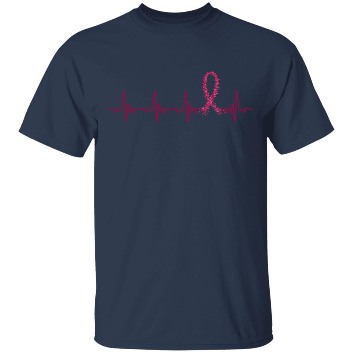 Multiple Myeloma Awareness Burgundy Ribbon Heartbeat-T-Shirt & Hoodie-Classic T-Shirt-Navy