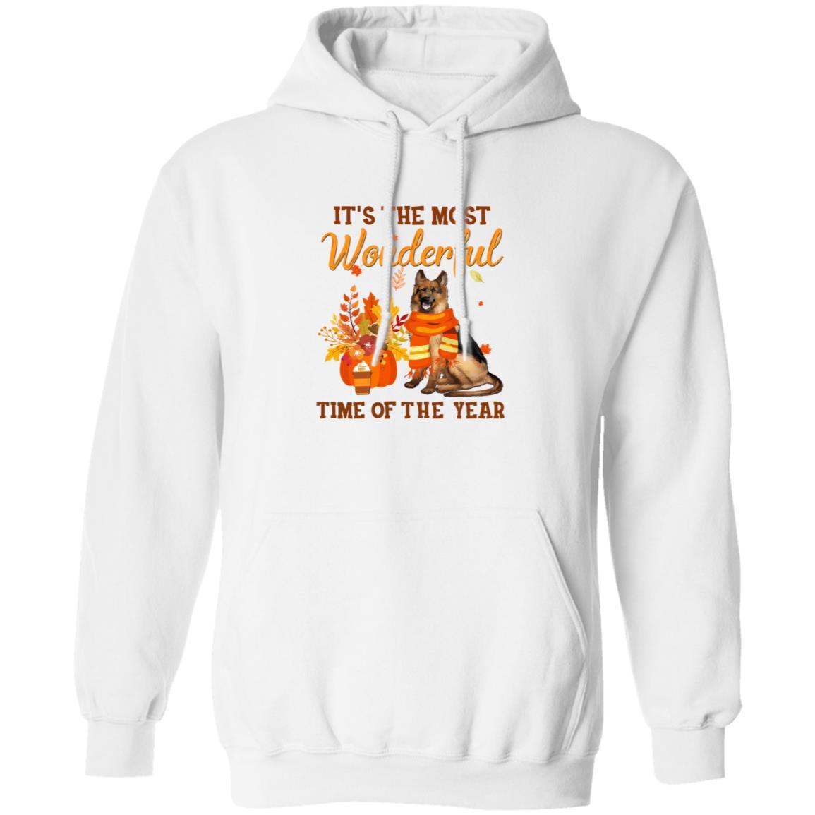 German Shepherd Autumn It's The Most Wonderful Time Of The Year-T-Shirt & Hoodie-Pullover Hoodie-White