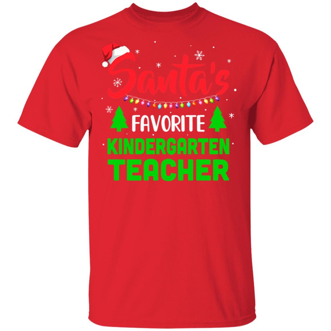 Santa's Favorite Kindergarten Teacher Funny Christmas Xmas Gifts-T-Shirt & Sweatshirt-Classic T-Shirt-Red