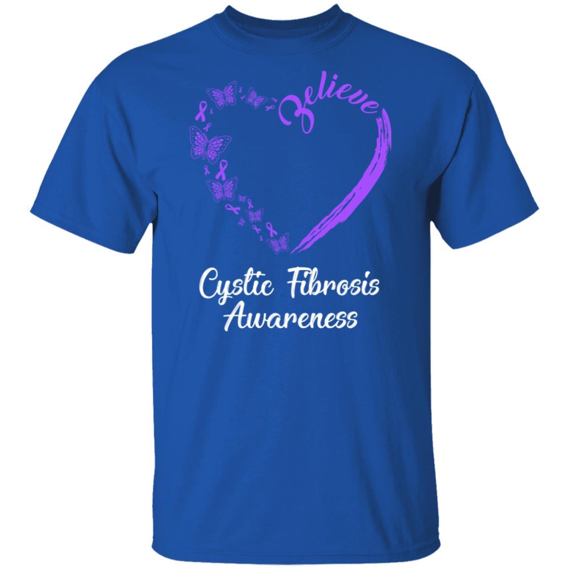 Butterfly Believe Cystic Fibrosis Awareness Ribbon Gifts-T-Shirt & Hoodie-Classic T-Shirt-Royal
