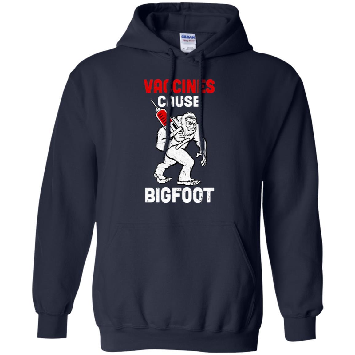 Vaccination Supporter Vaccines Cause Bigfoot-T-Shirt & Hoodie-Pullover Hoodie-Navy
