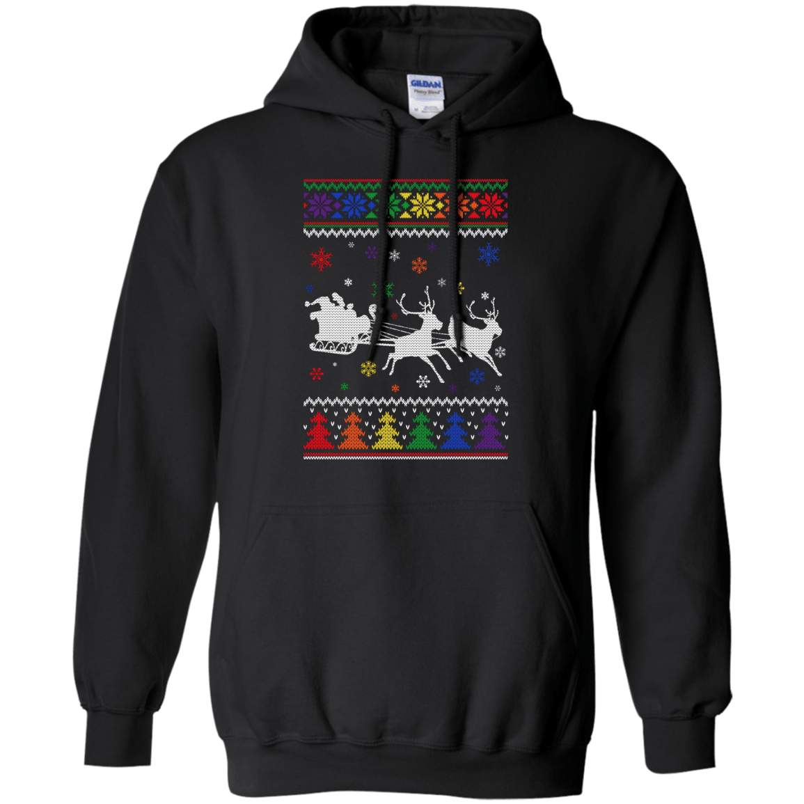 Rainbow Christmas Through The Snow Together-T-Shirt & Hoodie-Pullover Hoodie-Black