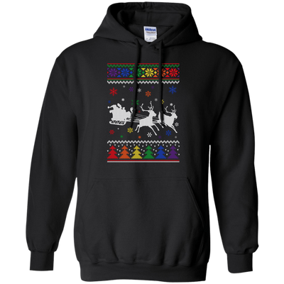 Rainbow Christmas Through The Snow Together-T-Shirt & Hoodie-Pullover Hoodie-Black