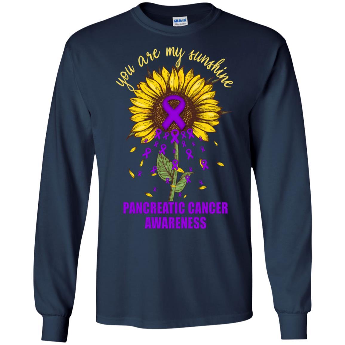You Are My Sunshine Pancreatic Cancer Awareness-T-Shirt & Hoodie-Long Sleeve T-Shirt-Navy