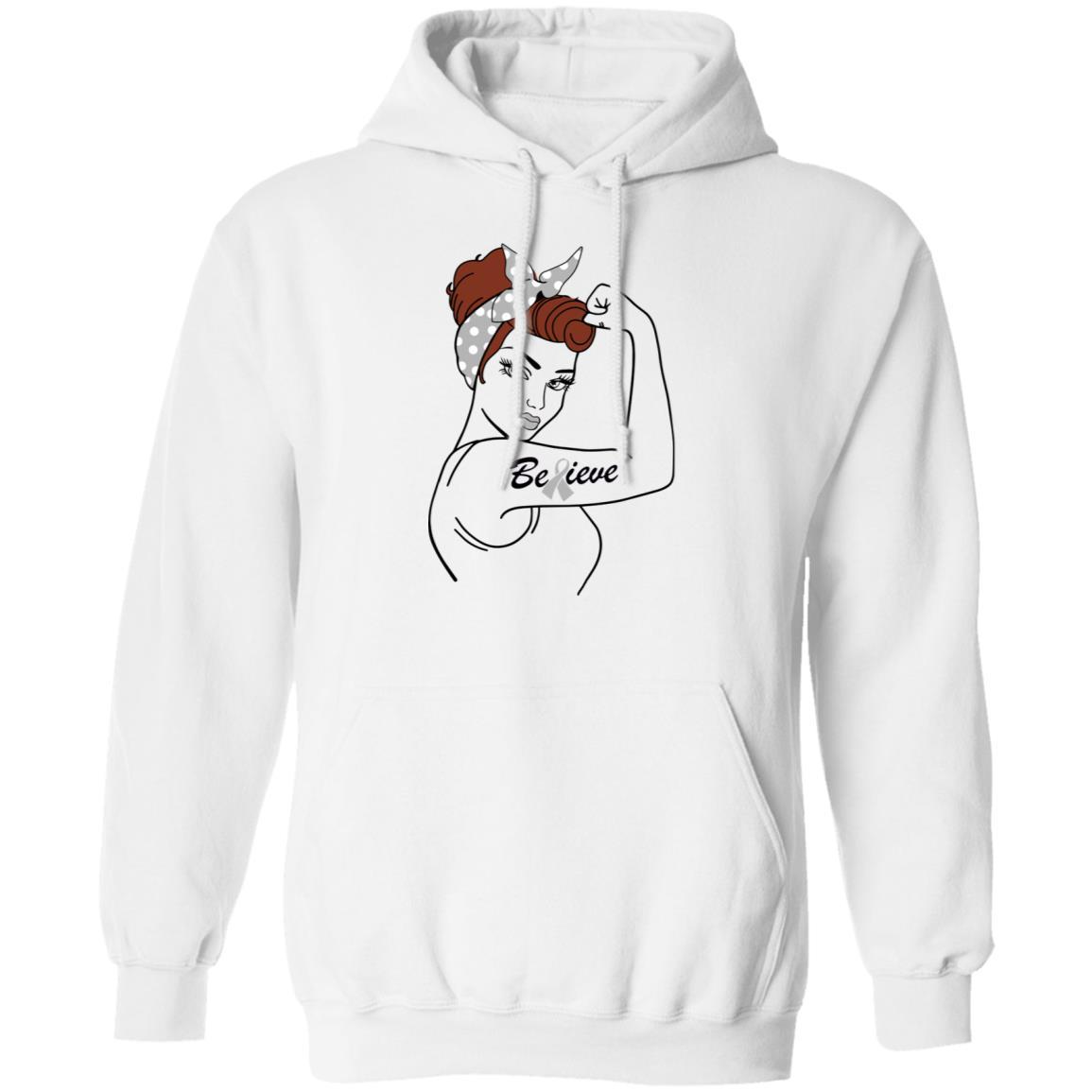 Support Parkinson's Disease Brain Cancer Awareness American Flag-T-Shirt & Hoodie-Pullover Hoodie-White