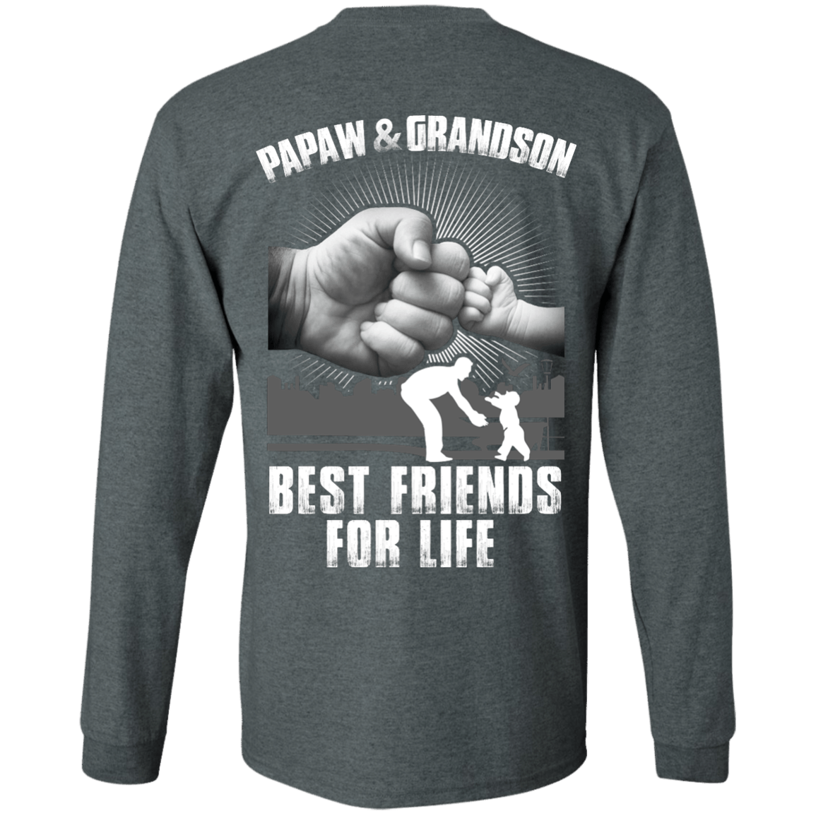 Papaw And Grandson Best Friends For Life-T-Shirt & Hoodie-Long Sleeve T-Shirt-Dark Heather