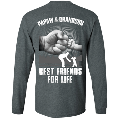Papaw And Grandson Best Friends For Life-T-Shirt & Hoodie-Long Sleeve T-Shirt-Dark Heather