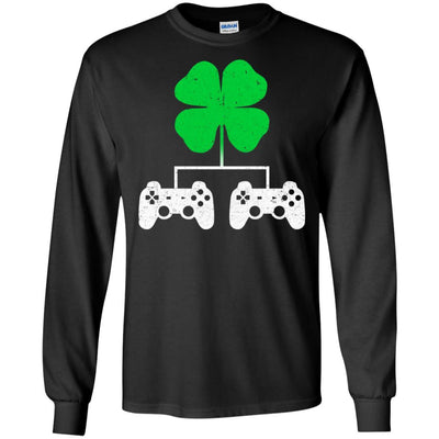 Video Game Clover Controller Gamer St Patrick's Day-T-Shirt & Hoodie-Long Sleeve T-Shirt-Black