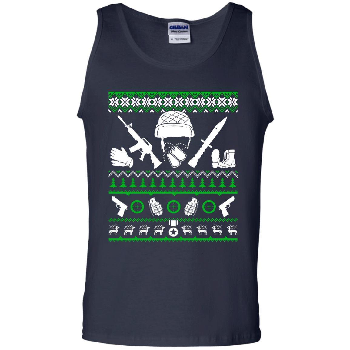 Veteran Christmas Sweater-T-Shirt & Hoodie-Unisex Tank-Navy