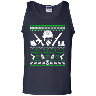 Veteran Christmas Sweater-T-Shirt & Hoodie-Unisex Tank-Navy