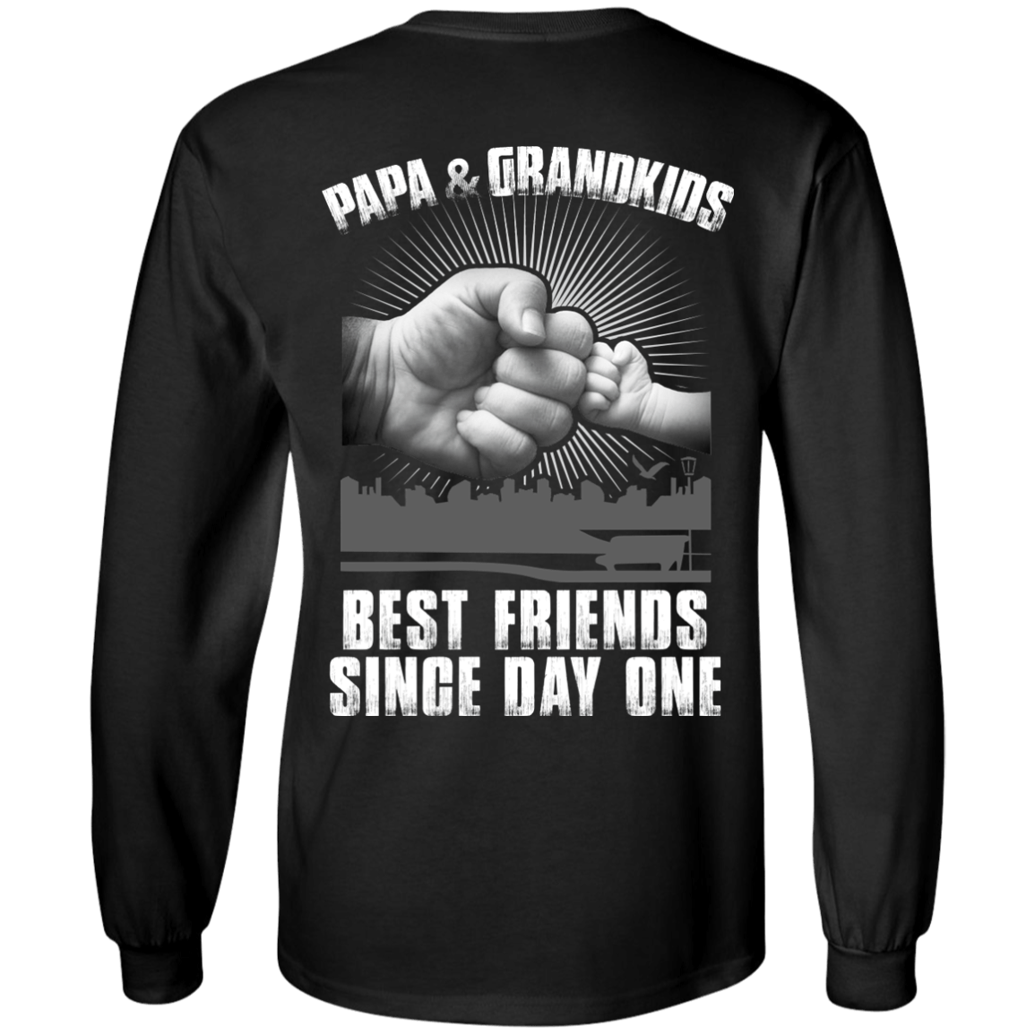 Papa And Grandkids Best Friends Single Day One-T-Shirt & Hoodie-Long Sleeve T-Shirt-Black