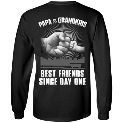 Papa And Grandkids Best Friends Single Day One-T-Shirt & Hoodie-Long Sleeve T-Shirt-Black
