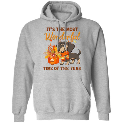 Dachshund Autumn It's The Most Wonderful Time Of The Year-T-Shirt & Hoodie-Pullover Hoodie-Sport Grey