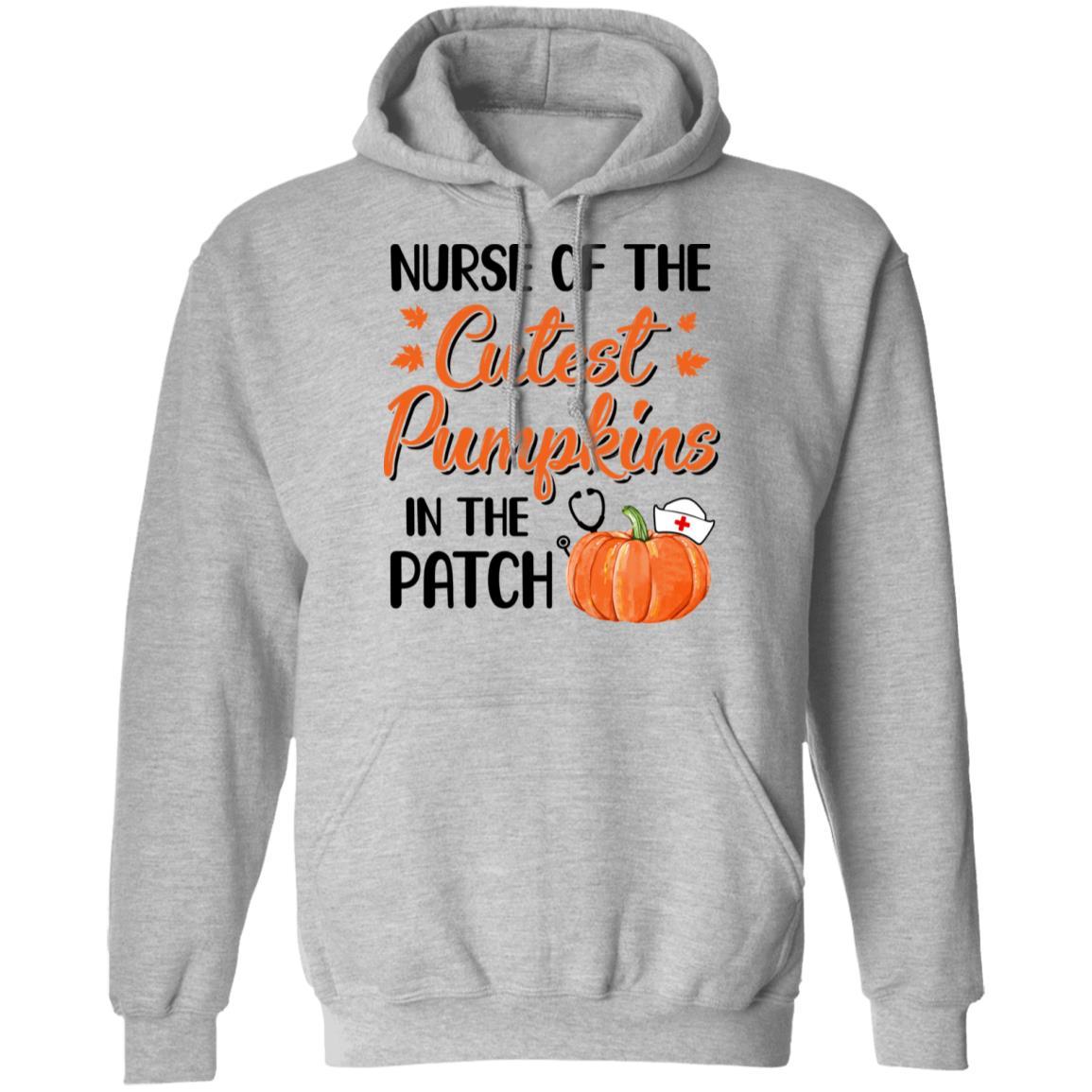 Nurse Of The Cutest Pumpkins In The Patch Halloween Gift-T-Shirt & Hoodie-Pullover Hoodie-Sport Grey