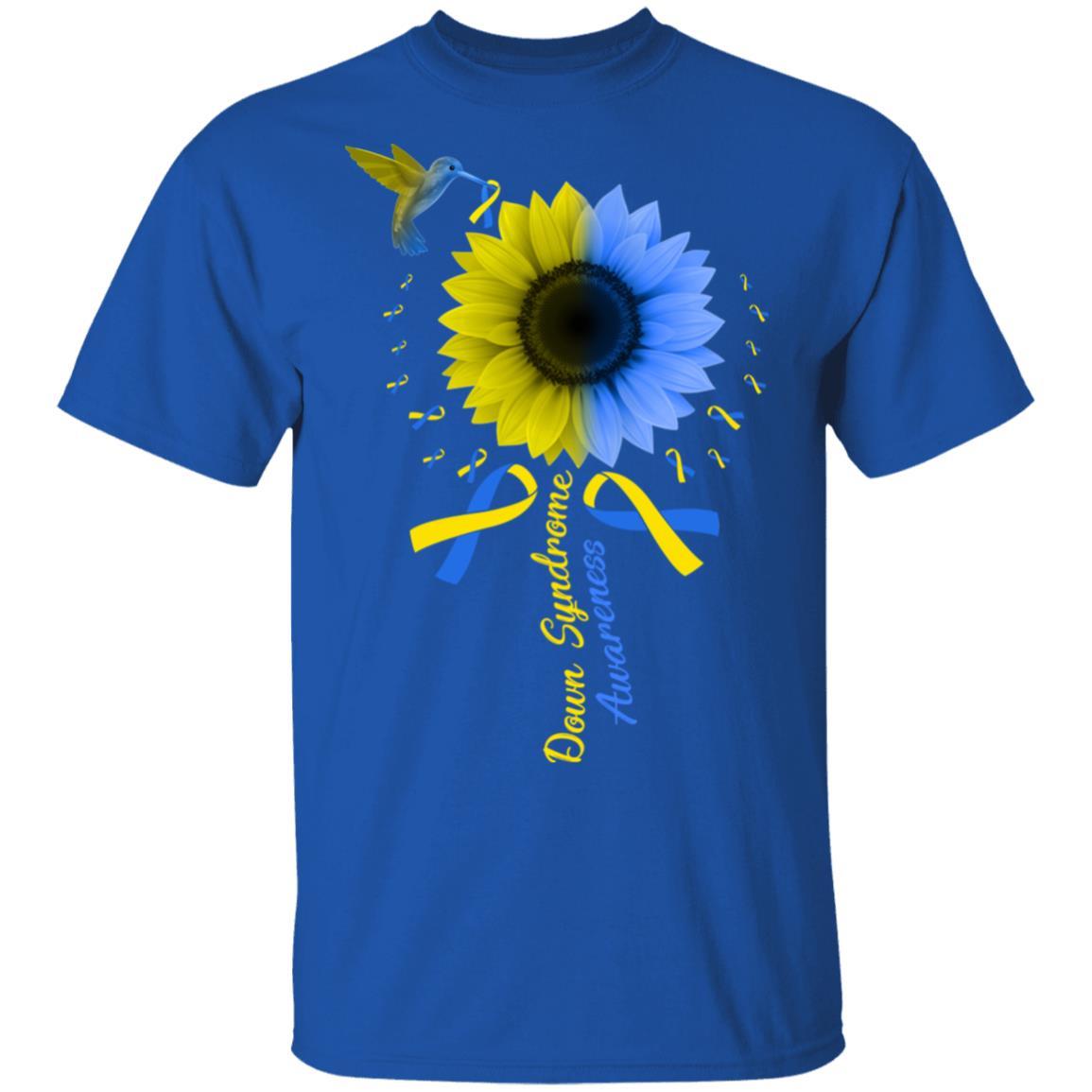 Hummingbird Sunflower Blue Yellow Down Syndrome Awareness-T-Shirt & Hoodie-Classic T-Shirt-Royal
