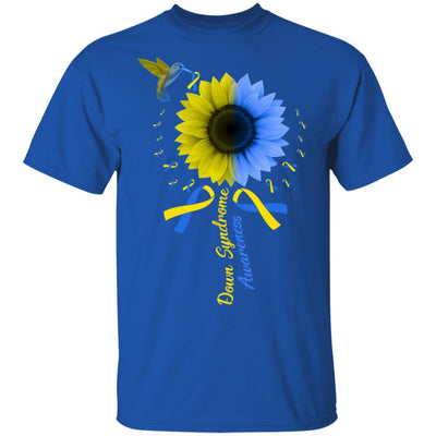 Hummingbird Sunflower Blue Yellow Down Syndrome Awareness-T-Shirt & Hoodie-Classic T-Shirt-Royal
