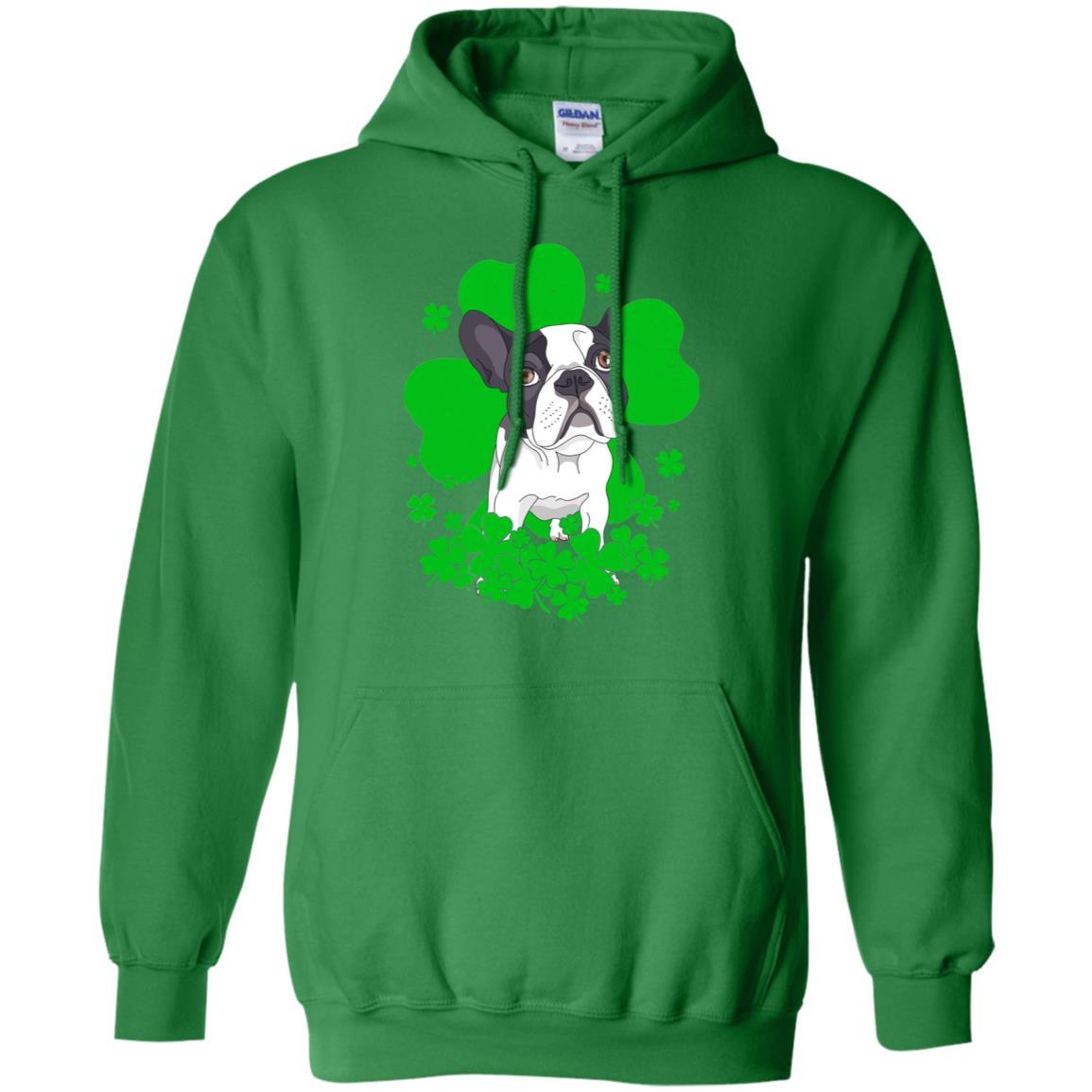 Bulldog St. Patrick's Day Clovers-T-Shirt & Hoodie-Pullover Hoodie-Irish Green