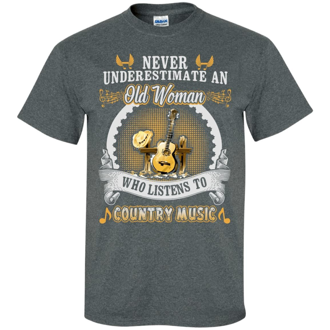 An Old Woman Listen To Country Music-T-Shirt & Hoodie-Classic T-Shirt-Dark Heather