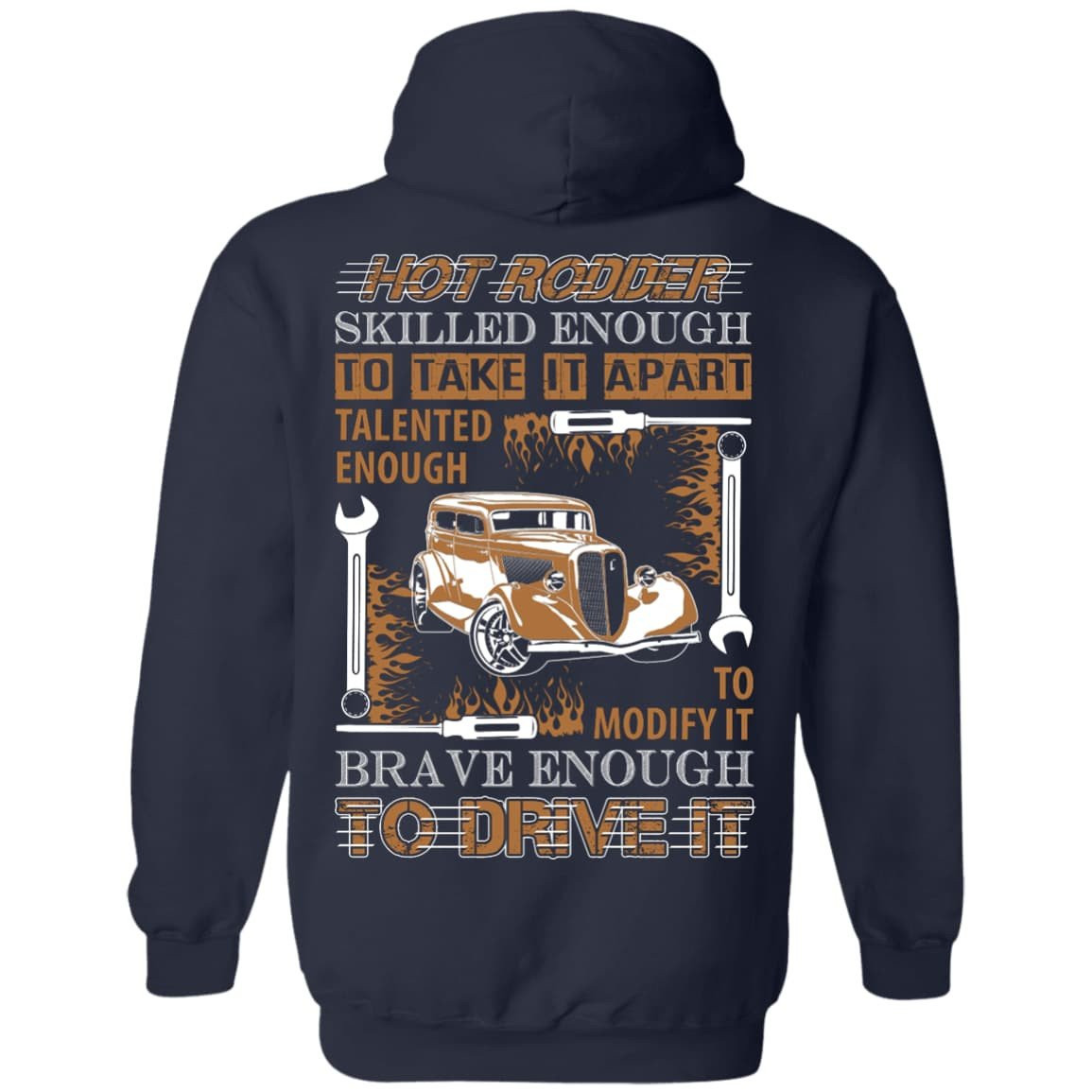 Hot Rodder Skulled Enough To Take It Apart-T-Shirt & Hoodie-Pullover Hoodie-Navy