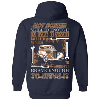 Hot Rodder Skulled Enough To Take It Apart-T-Shirt & Hoodie-Pullover Hoodie-Navy