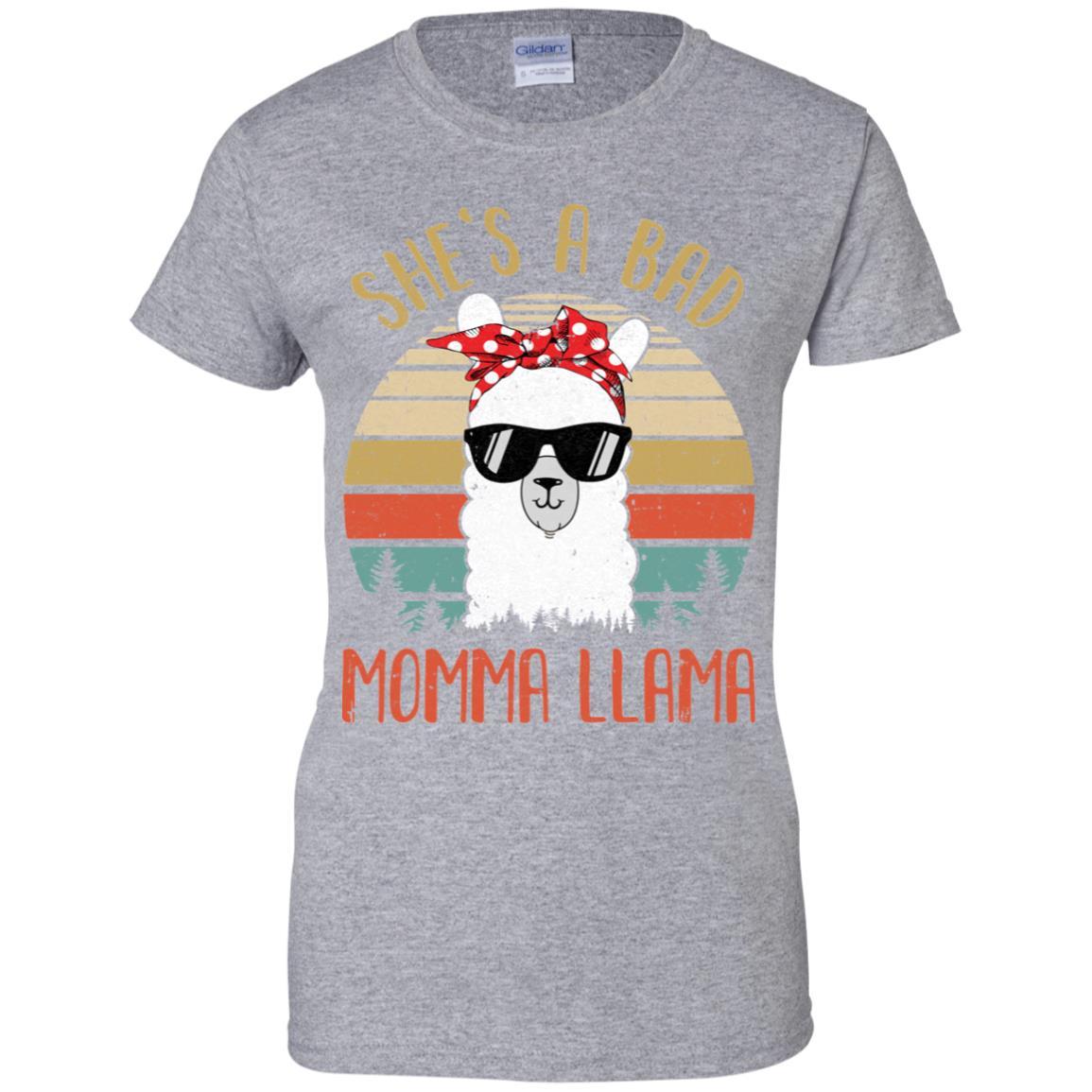 Vintage Funny Shirt She's A Bad Momma Llama-T-Shirt & Hoodie-Women's T-Shirt-Sport Grey