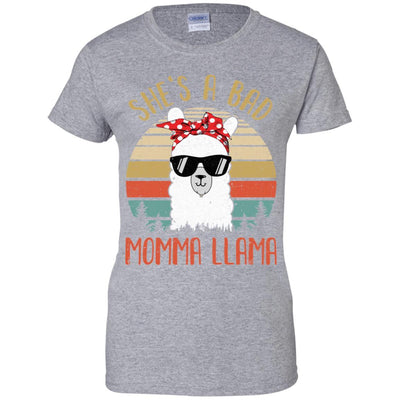 Vintage Funny Shirt She's A Bad Momma Llama-T-Shirt & Hoodie-Women's T-Shirt-Sport Grey